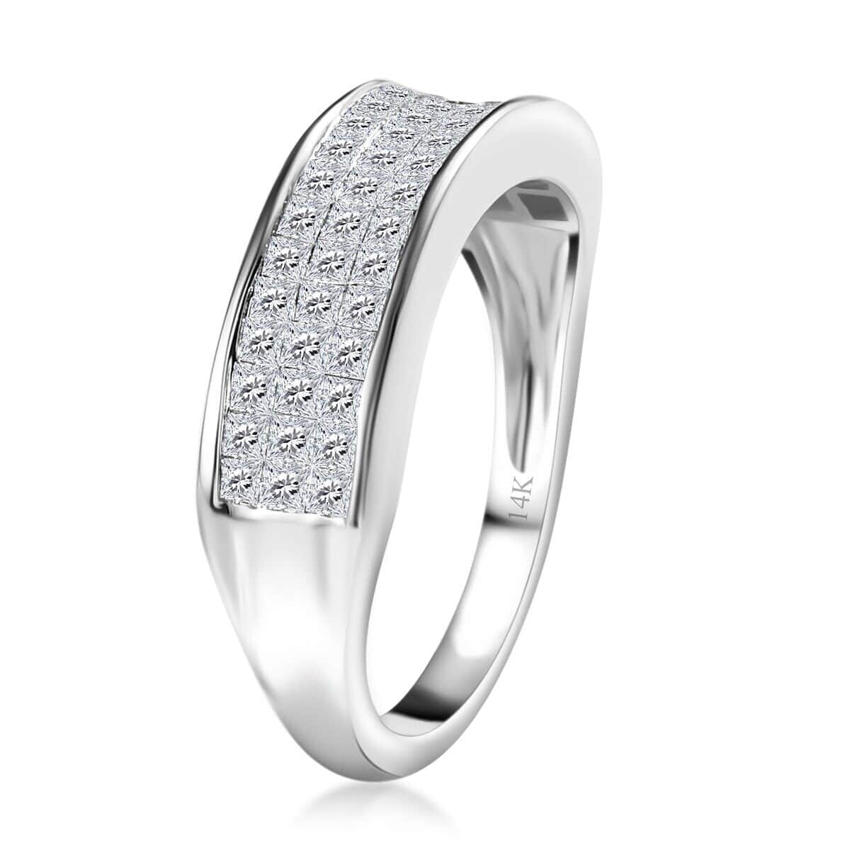 Luxoro 14K White Gold G-H I1-I2 Diamond Ring (Size 8.5) 1.00 ctw image number 3
