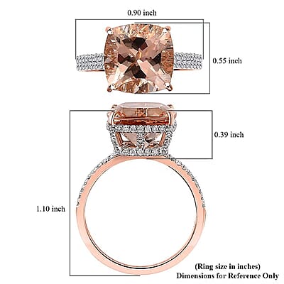 Luxoro 14K Rose Gold AAA Marropino Morganite and G-H I2 Diamond Ring (Size 12.0) 4.25 Grams 7.00 ctw