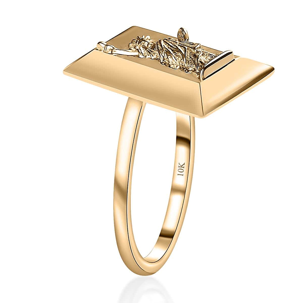 10K Yellow Gold Statue of Liberty Bar Ring (Size 9.5) 2.35 Grams image number 3