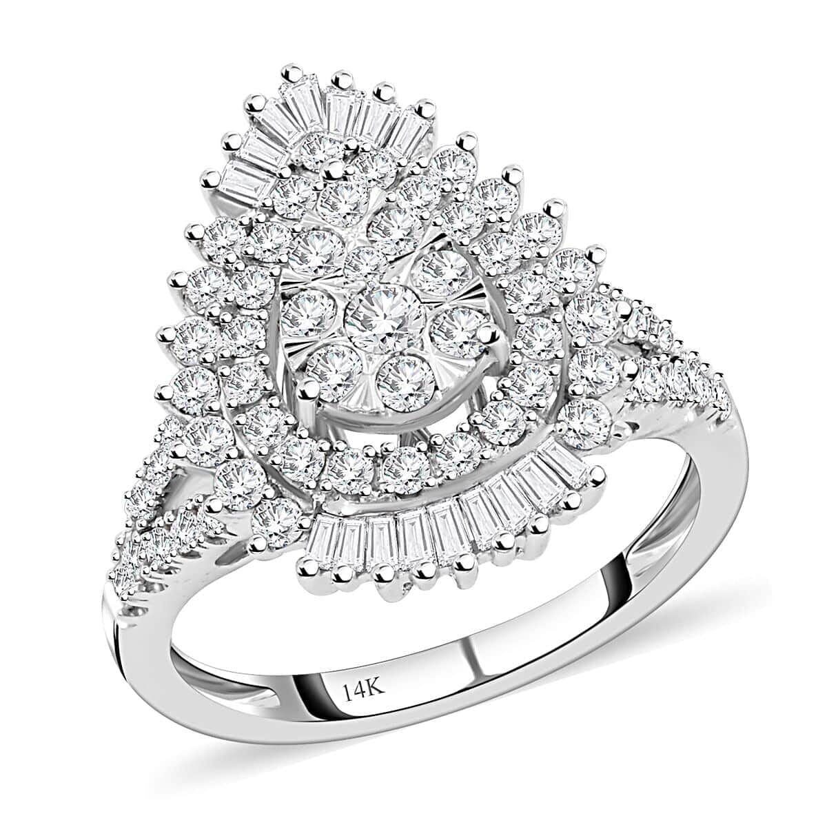 Diamond I1 1.00 ctw Ring in 14K White Gold (Size 7.5) 4.6 Grams image number 0