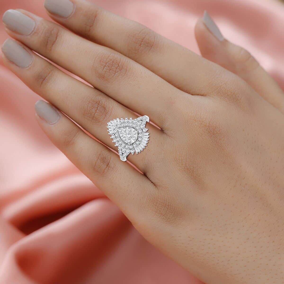 Diamond I1 1.00 ctw Ring in 14K White Gold (Size 7.5) 4.6 Grams image number 2