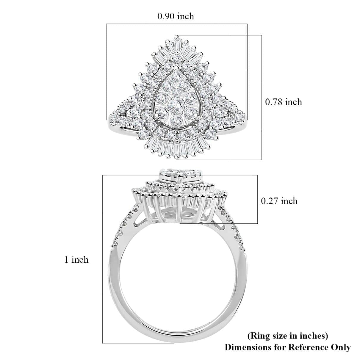 Diamond I1 1.00 ctw Ring in 14K White Gold (Size 7.5) 4.6 Grams image number 5