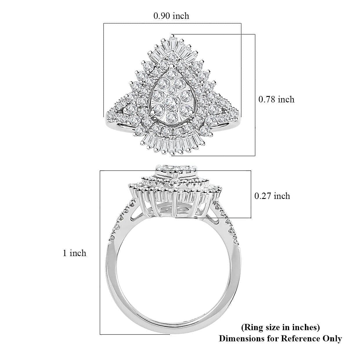 Diamond I1 1.00 ctw Ring in 14K White Gold (Size 8.5) 4.6 Grams image number 5