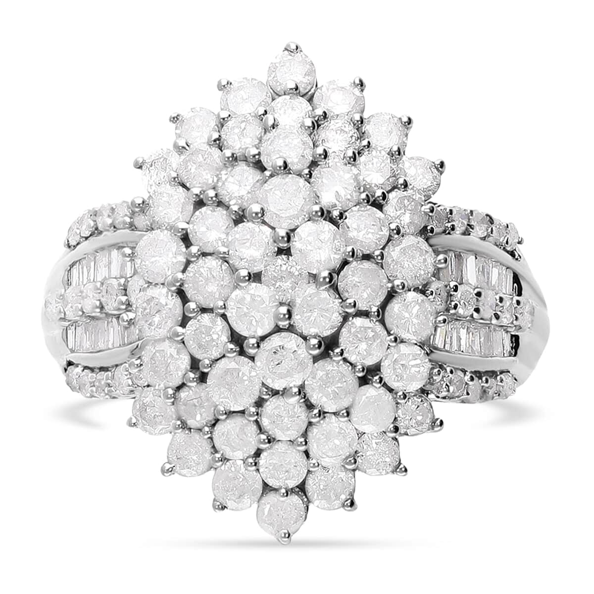 SGL Certified Luxoro 10K White Gold Diamond G-H I3 Cluster Ring (Size 6.5) 5.85 Grams 2.00 ctw image number 0