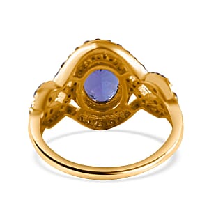 Luxoro 14K Yellow Gold Premium Tanzanite and Natural Champagne Diamond Ring (Size 5.5) 2.60 ctw
