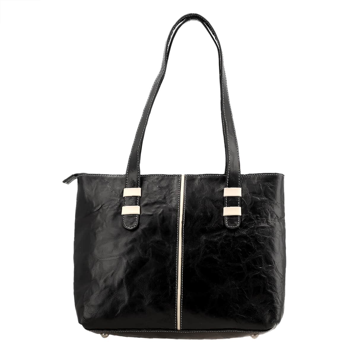 Black Genuine Leather Tote Bag (13"x3.75"x10.62") image number 0