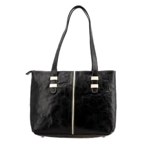 Black Genuine Leather Tote Bag