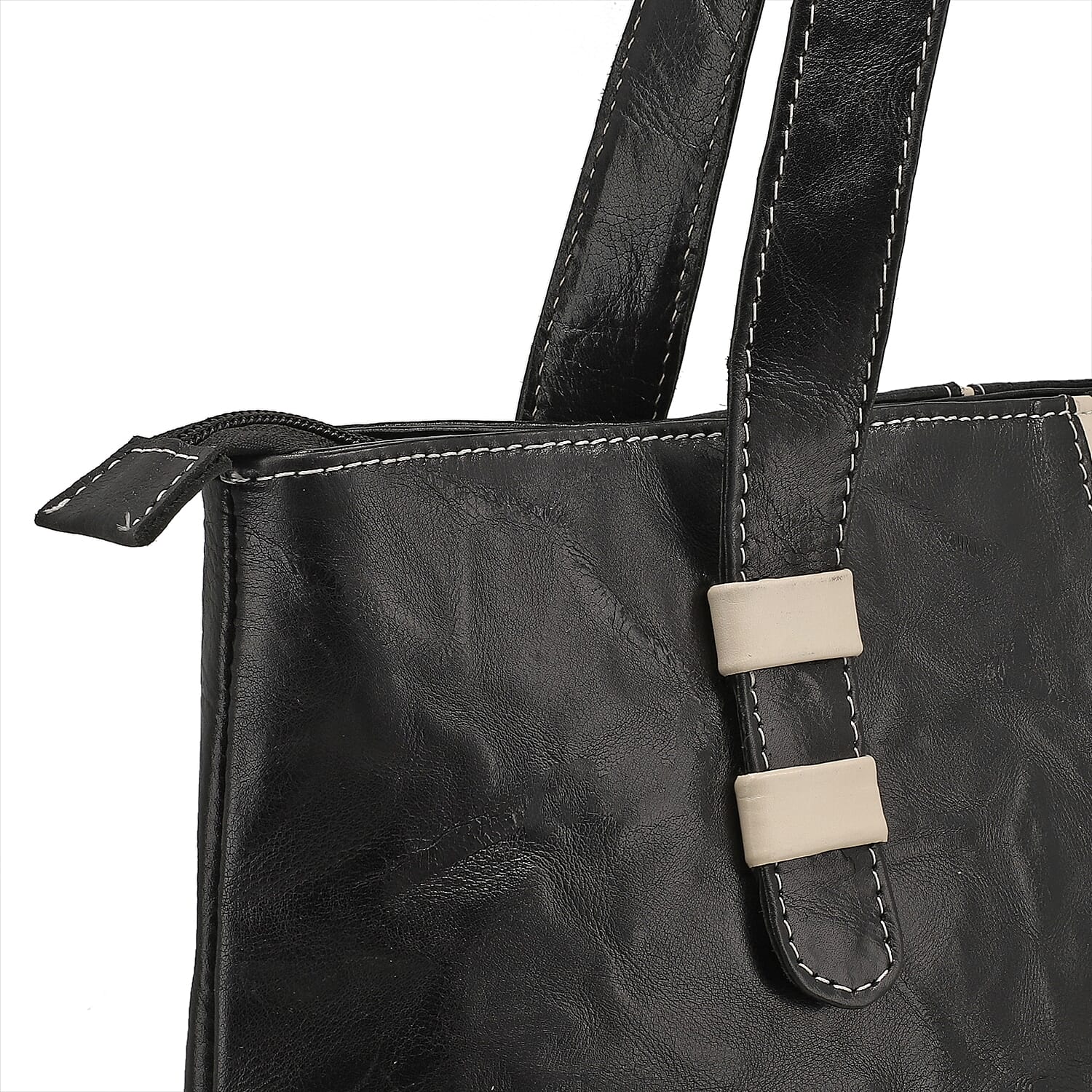 Black Genuine Leather Tote Bag