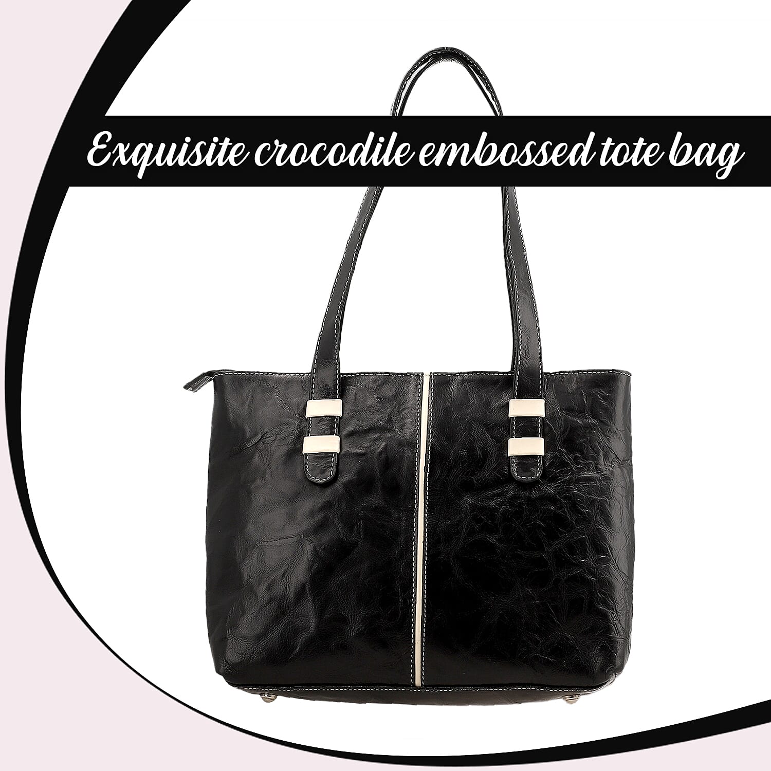 Black Genuine Leather Tote Bag