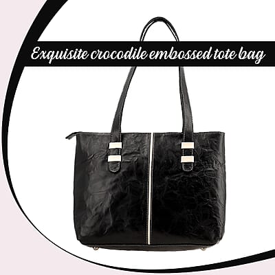 Black Genuine Leather Tote Bag