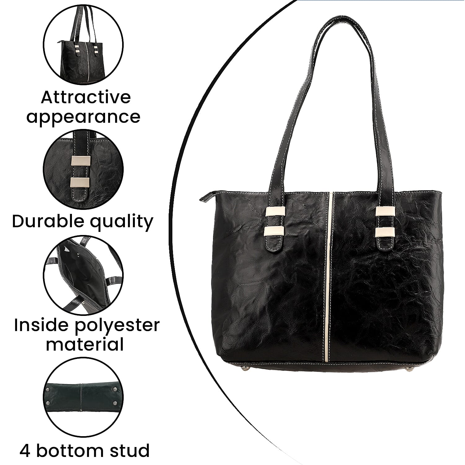 Black Genuine Leather Tote Bag