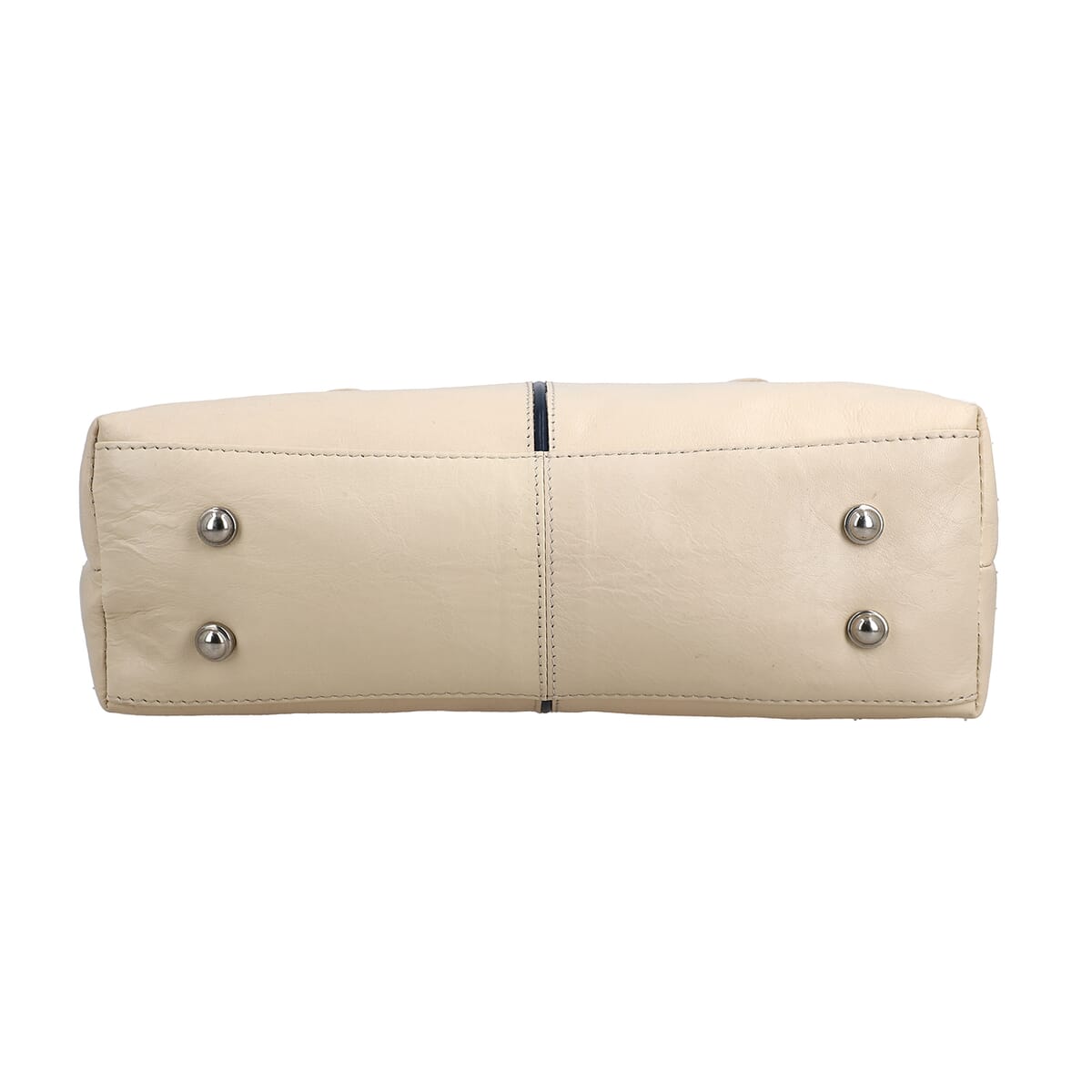 Cream Genuine Leather Tote Bag image number 5