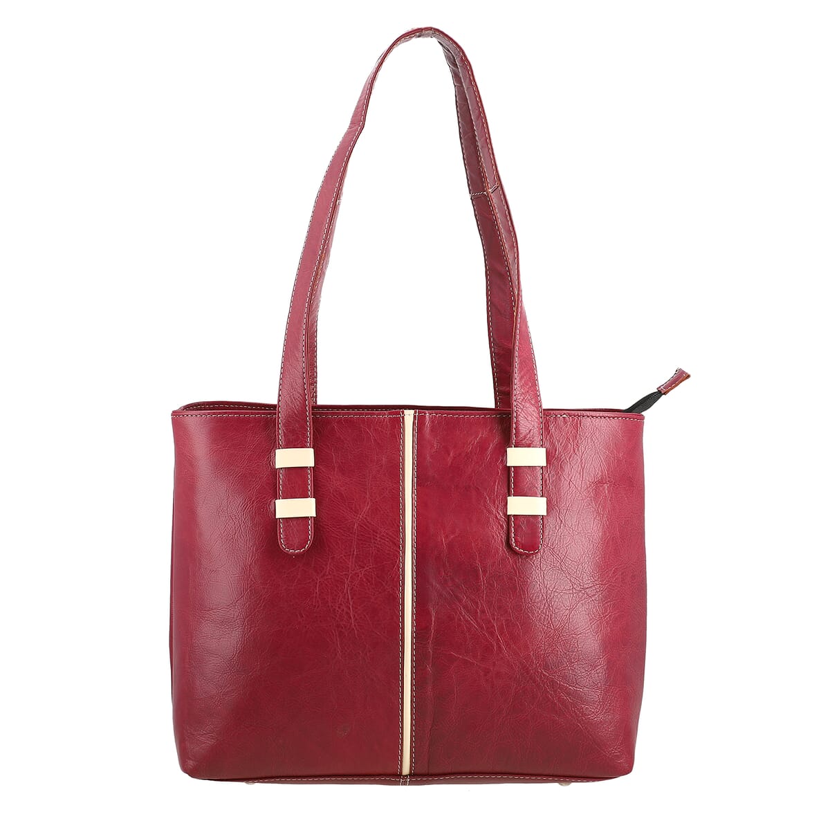 Burgundy Genuine Leather Tote Bag image number 0