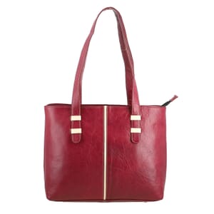 Burgundy Genuine Leather Tote Bag
