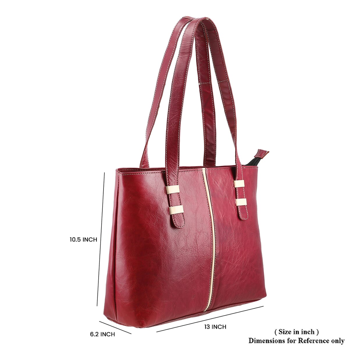 Burgundy Genuine Leather Tote Bag image number 3