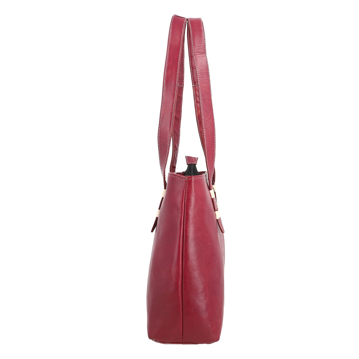 Burgundy Genuine Leather Tote Bag image number 4