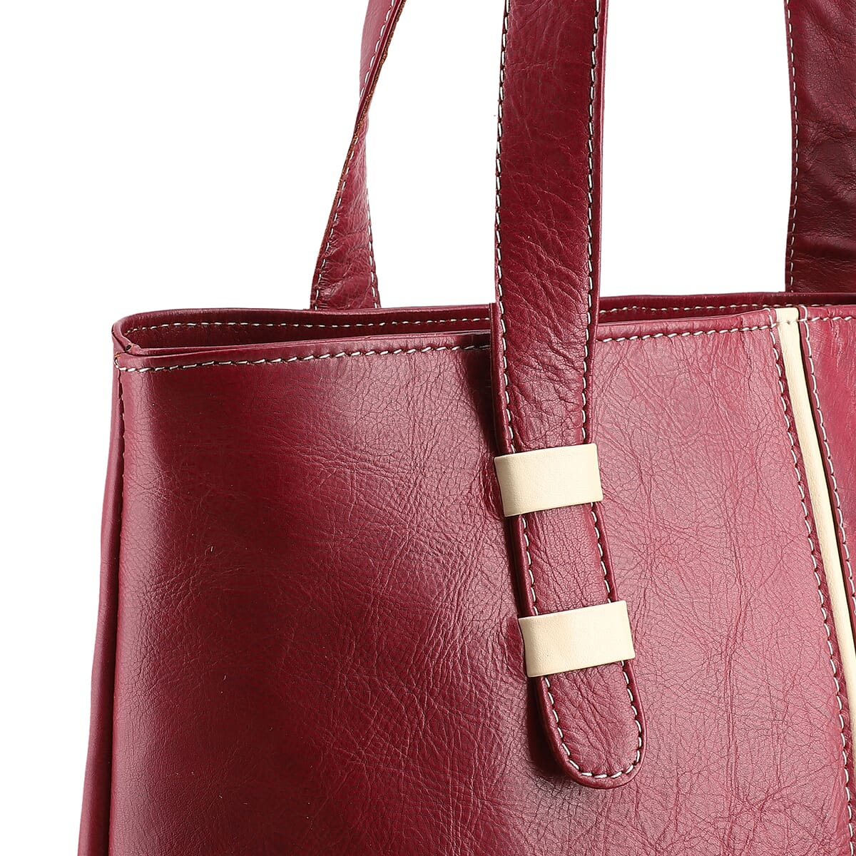 Burgundy Genuine Leather Tote Bag image number 6