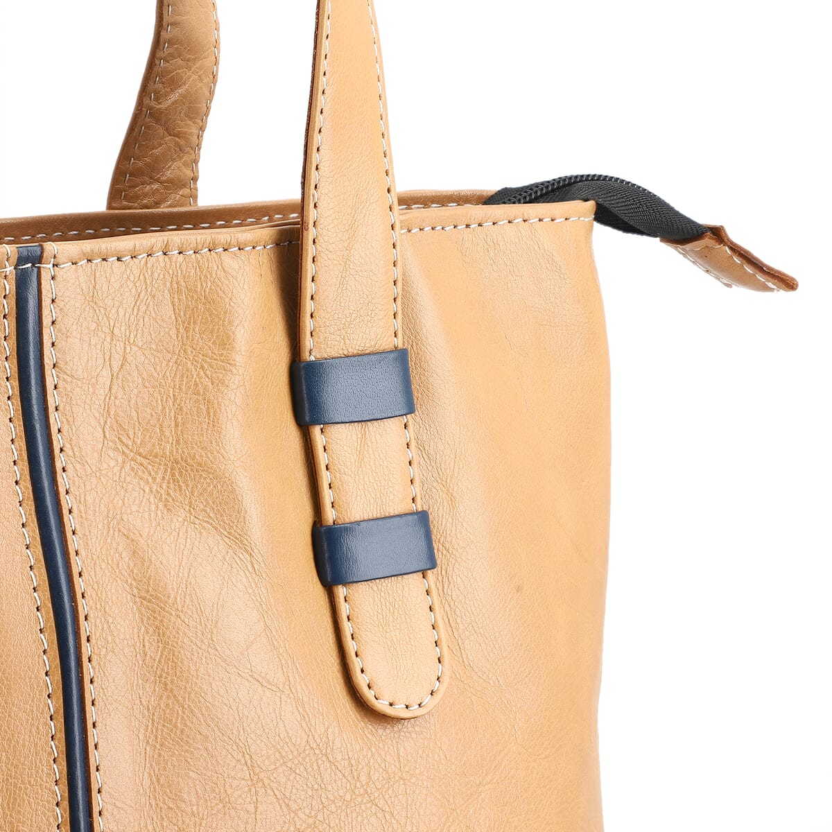 Tan Genuine Leather Tote Bag image number 6