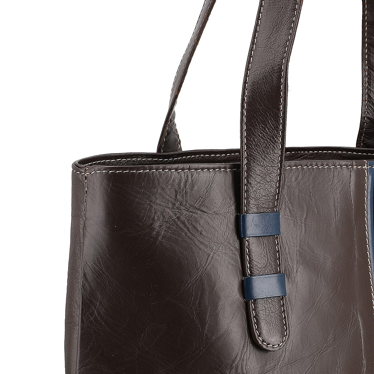 Brown Genuine Leather Tote Bag image number 7
