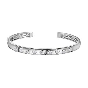 Moissanite Cuff 1.24 ctw Bracelet in Platinum Over Sterling Silver (7.50 In)
