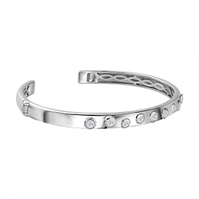 Moissanite Cuff 1.24 ctw Bracelet in Platinum Over Sterling Silver (7.50 In)