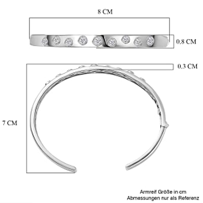 Moissanite Cuff 1.24 ctw Bracelet in Platinum Over Sterling Silver (7.50 In)
