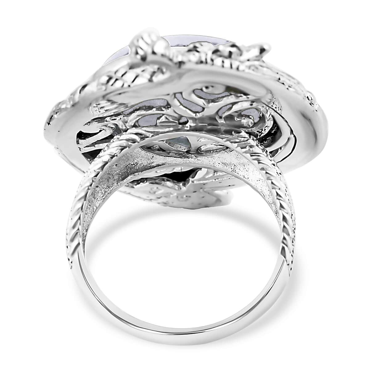 Bali Legacy Natural Jade Dragon Ring in Sterling Silver (Size 10.0) 18.25 ctw image number 4
