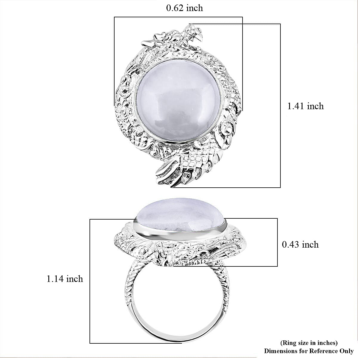 Bali Legacy Natural Jade Dragon 18.25 ctw Ring in Sterling Silver (Size 10.0)