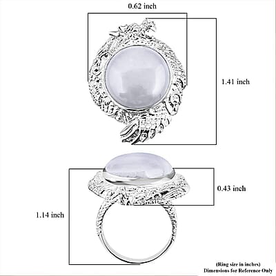 Bali Legacy Natural Jade Dragon 18.25 ctw Ring in Sterling Silver (Size 10.0)