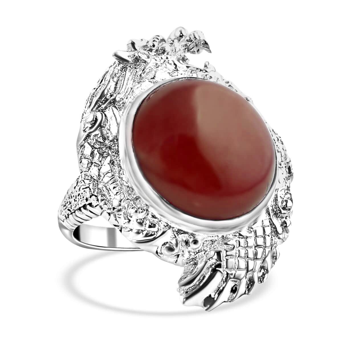 Bali Legacy Red Jade (D) 18.50 ctw Dragon Ring in Sterling Silver (Size 10.0) image number 0