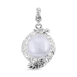 Bali Legacy Natural Jade Dragon Pendant in Sterling Silver 18.30 ctw