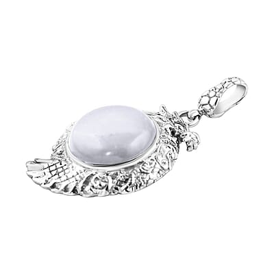 Bali Legacy Natural Jade Dragon Pendant in Sterling Silver 18.30 ctw