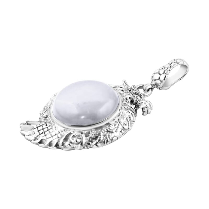 Bali Legacy Natural Jade Dragon Pendant in Sterling Silver 18.30 ctw