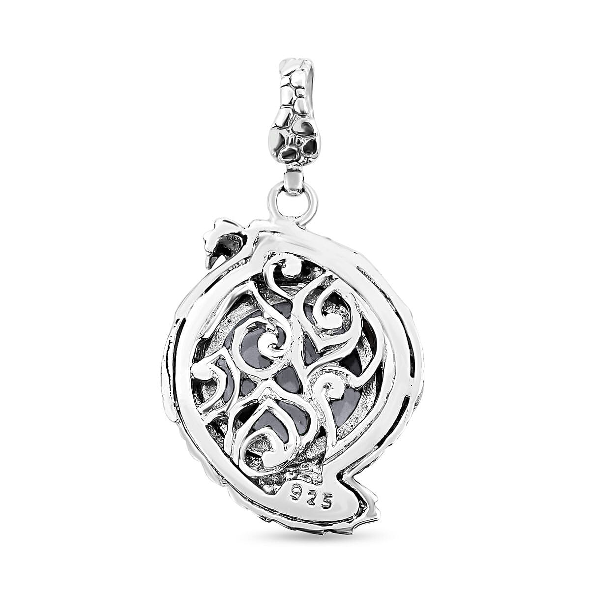Bali Legacy Natural Jade Dragon Pendant in Sterling Silver 18.30 ctw
