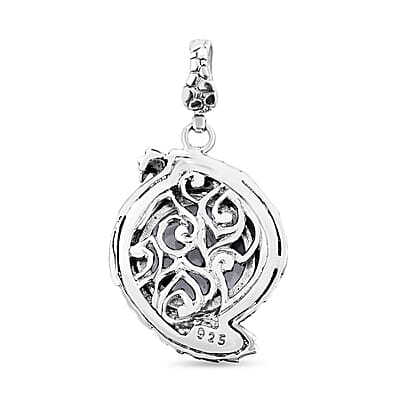 Bali Legacy Natural Jade Dragon Pendant in Sterling Silver 18.30 ctw