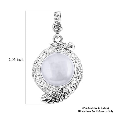 Bali Legacy Natural Jade Dragon Pendant in Sterling Silver 18.30 ctw