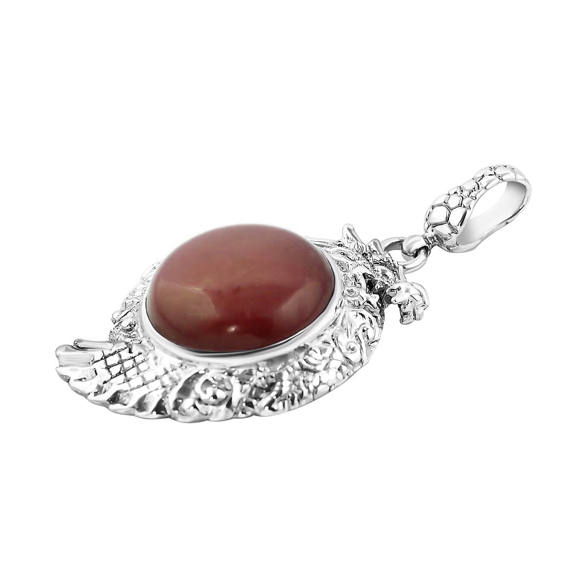 Bali Legacy Red Jade (D) Dragon Pendant in Sterling Silver 18.50 ctw image number 3