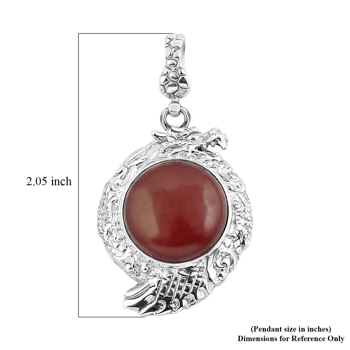 Bali Legacy Red Jade (D) Dragon Pendant in Sterling Silver 18.50 ctw image number 5