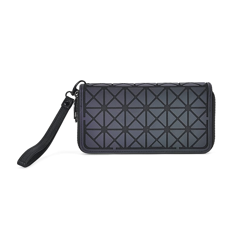 Gradient Color Geometric Faux Leather Reflective Wallet