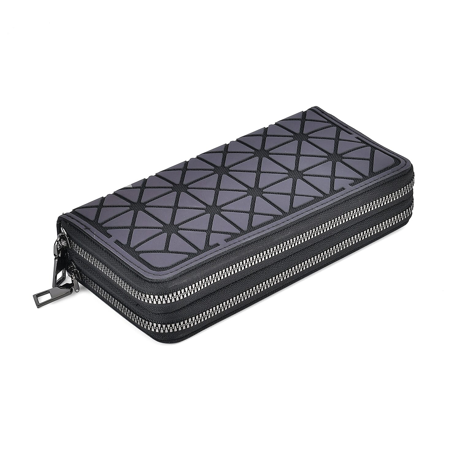 Gradient Color Geometric Faux Leather Reflective Wallet