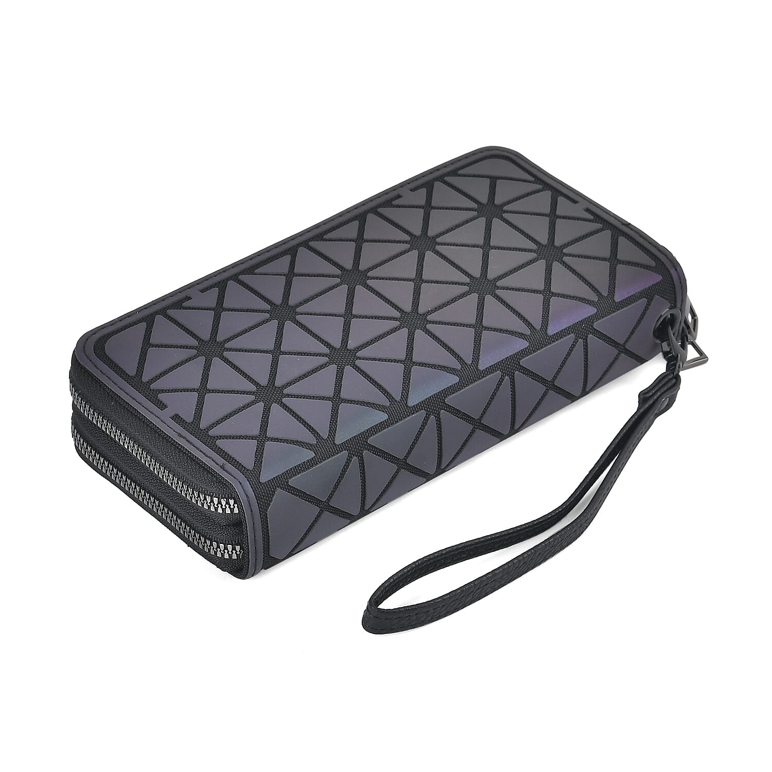 Gradient Color Geometric Faux Leather Reflective Wallet