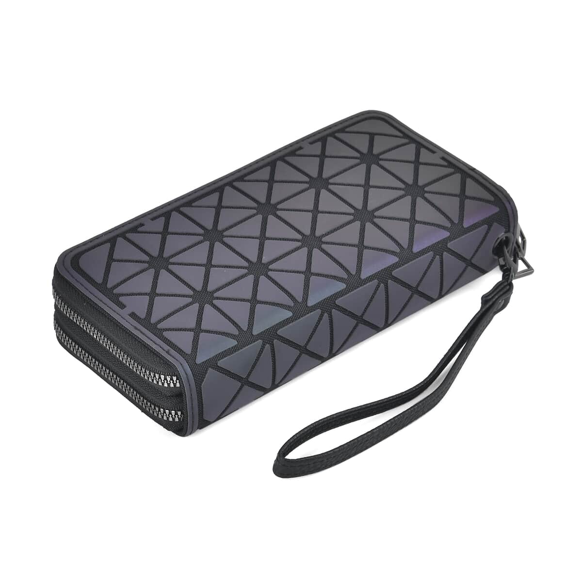 Gradient Color Geometric Faux Leather Reflective Wallet image number 3