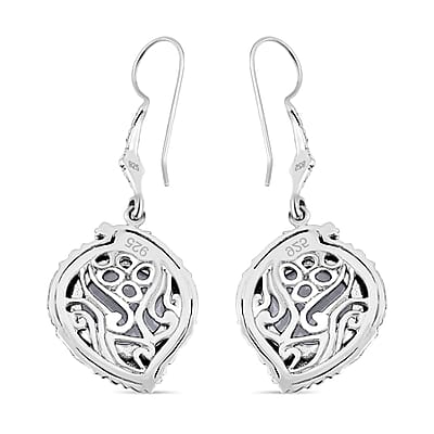 Bali Legacy Natural Jade Dragon Earrings in Sterling Silver 26.75 ctw