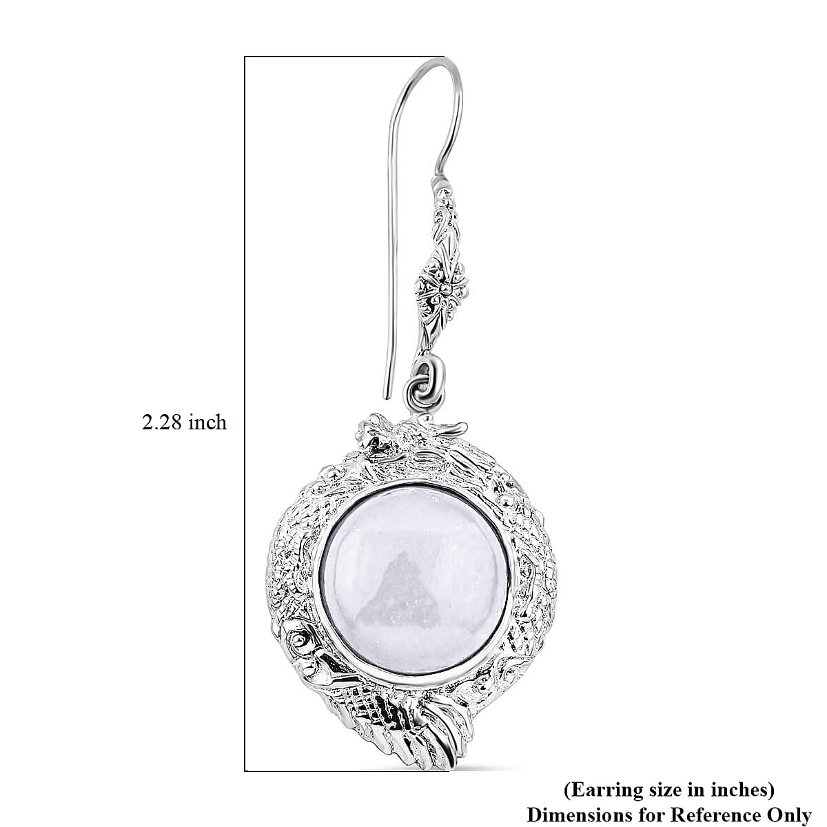 Bali Legacy Natural Jade Dragon Earrings in Sterling Silver 26.75 ctw