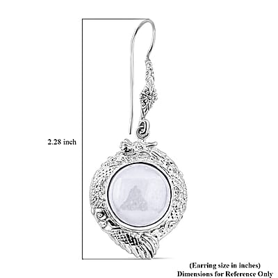 Bali Legacy Natural Jade Dragon Earrings in Sterling Silver 26.75 ctw