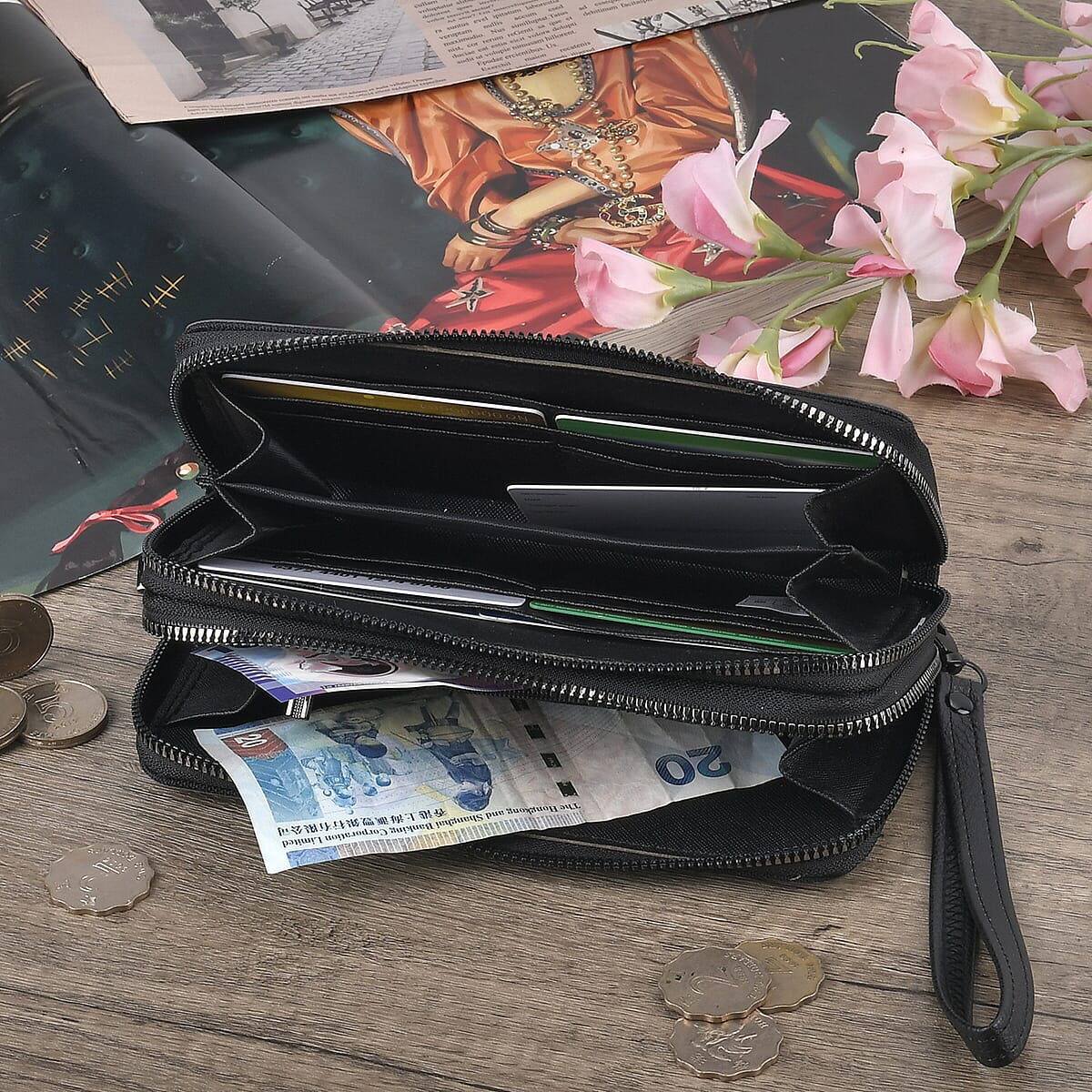 Gradient Color Geometric Faux Leather Reflective Wallet image number 1