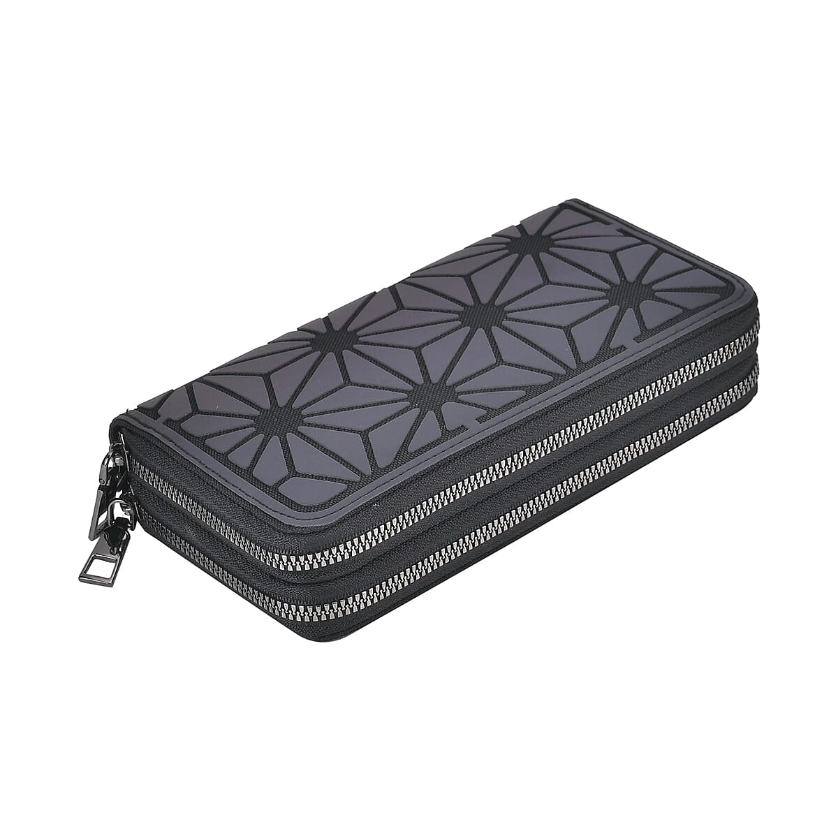 Gradient Color Geometric Faux Leather Reflective Wallet image number 2