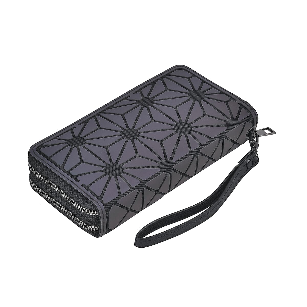 Gradient Color Geometric Faux Leather Reflective Wallet image number 3