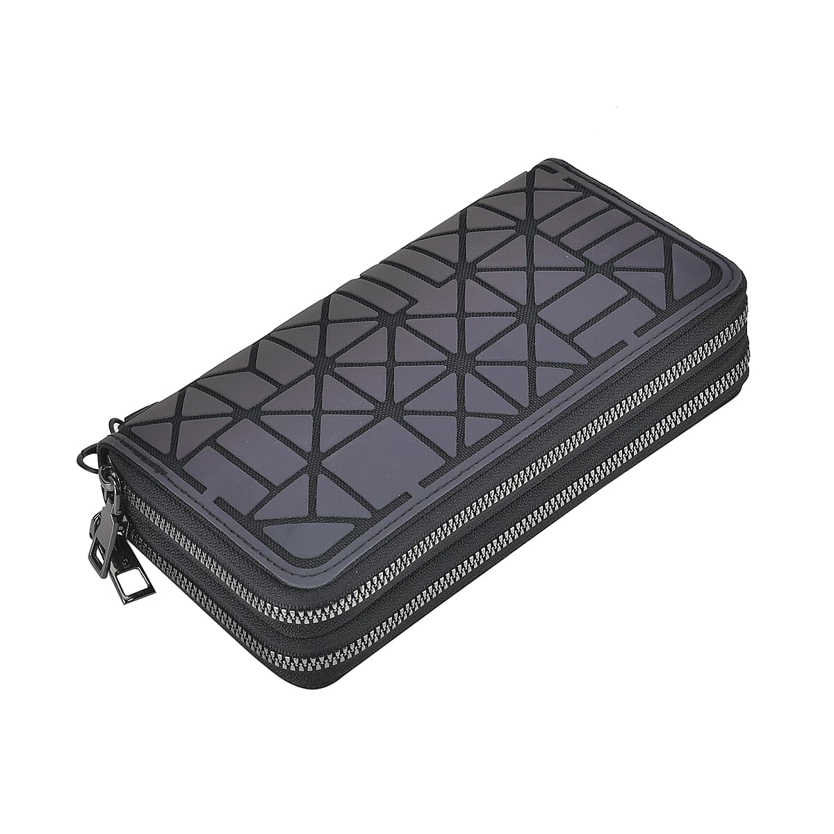 Gradient Color Geometric Faux Leather Reflective Wallet image number 2