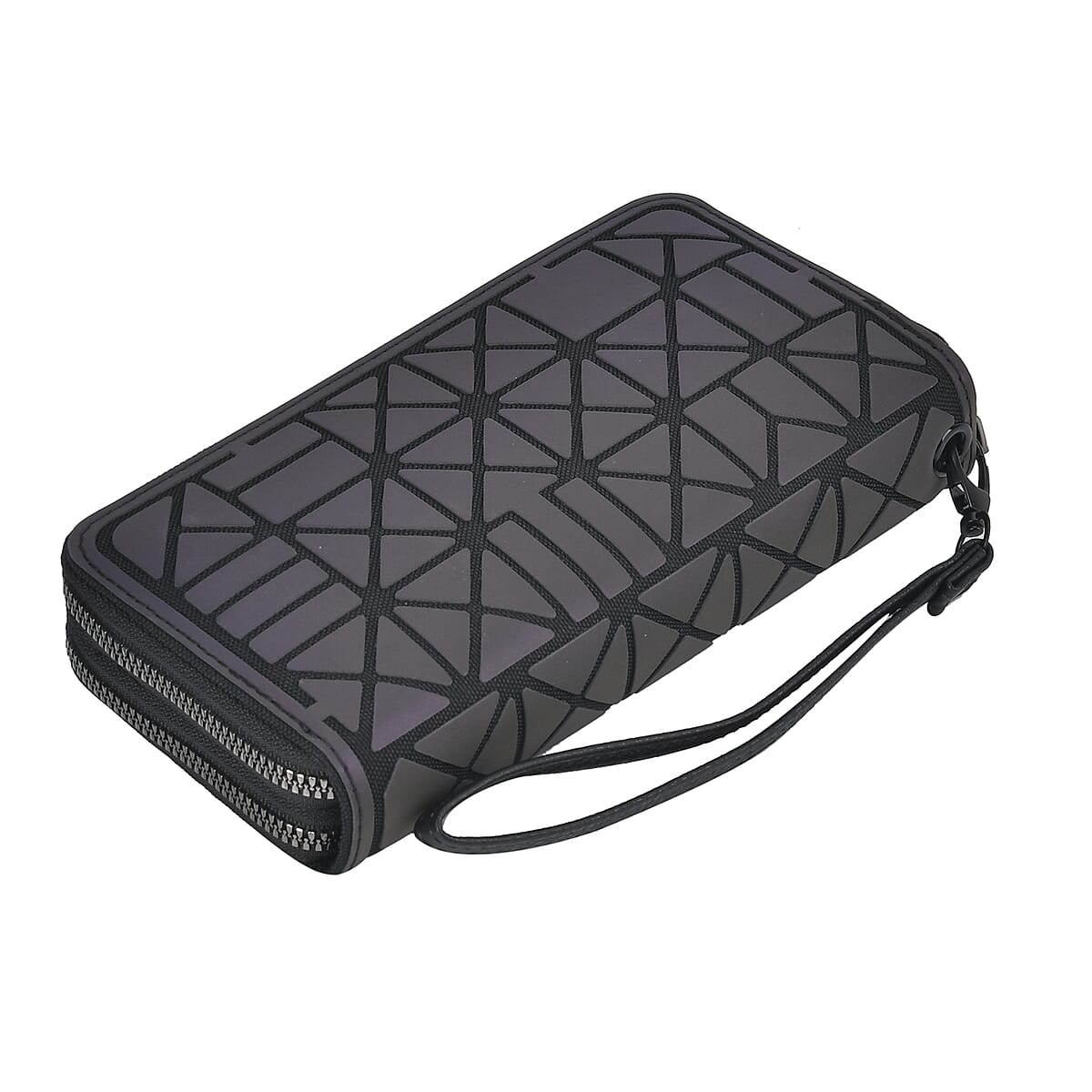 Gradient Color Geometric Faux Leather Reflective Wallet image number 3